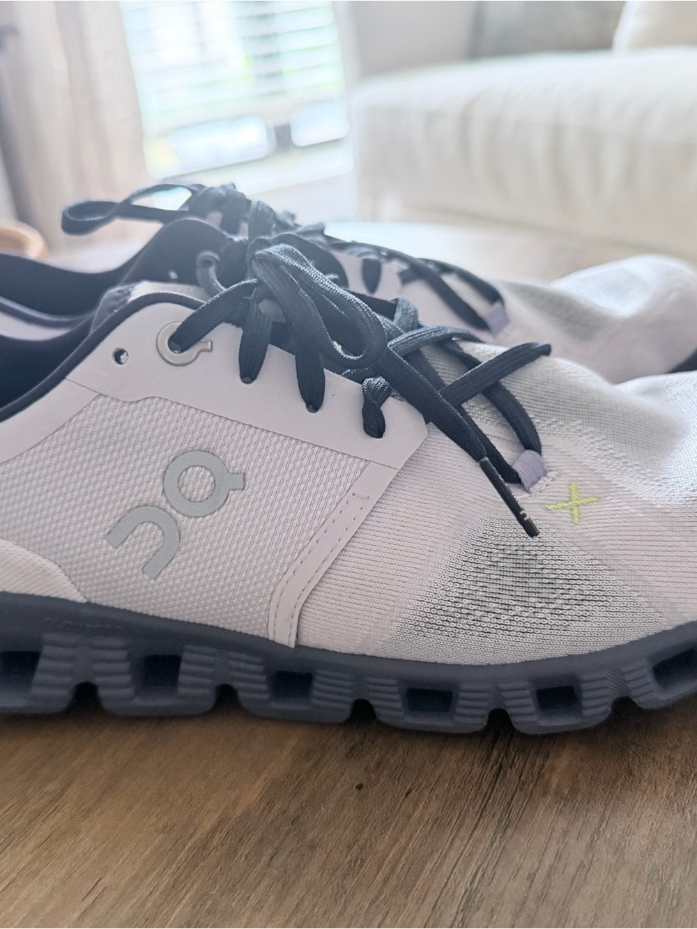 On Running adult  Sneakers in White, Black and Gray with Lime Accent